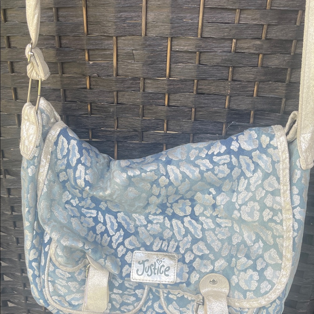 Justice Blue‎ and Silver Leopard Crossbody Bag